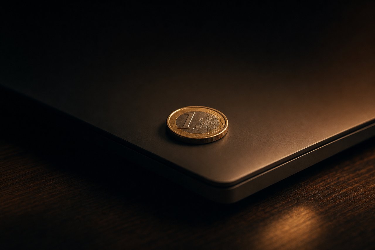 Laptop mit geöffnetem Anmeldeformular und Notizblock zu einer kostenlosen Singlebörse auf einem Schreibtisch bei Nacht